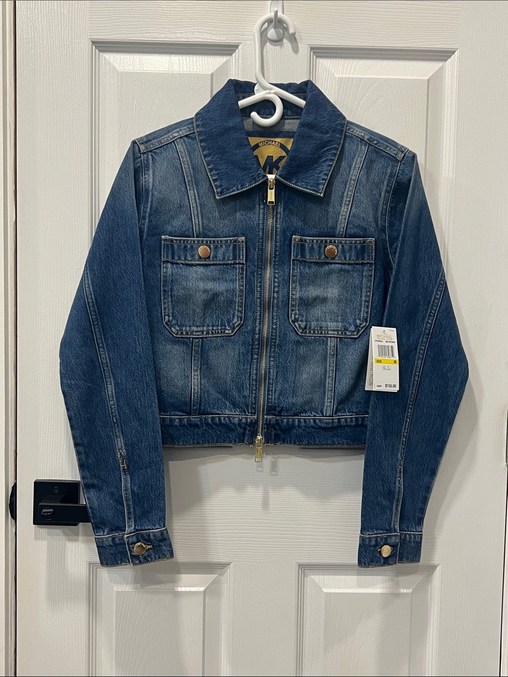 Michael Kors Women’s Denim Zip Front Jacket Medium Wash Size Medium NWT